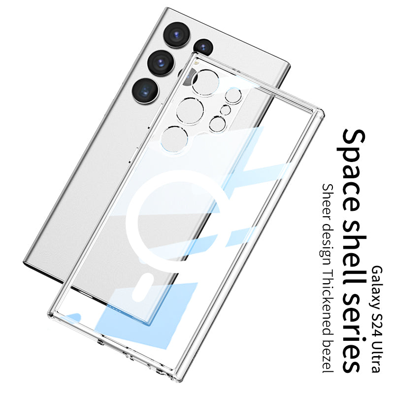 Magnetic Coil Protective Transparent Phone Case For Galaxy S24 S23 Ultra Plus