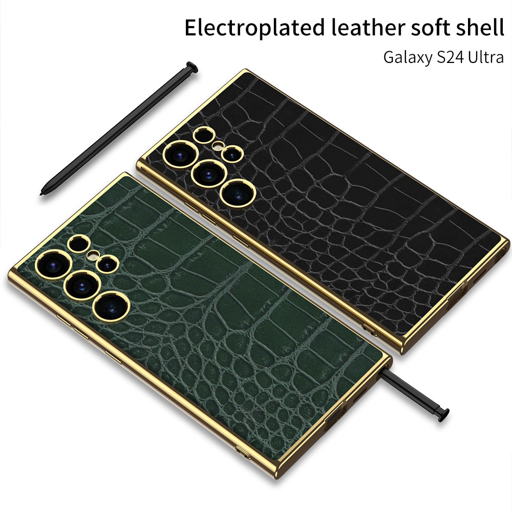Luxury Leather Electroplated Protective Phone Case For Samsung Galaxy S24 S23 Ultra Plus - Mycasety Mycasety