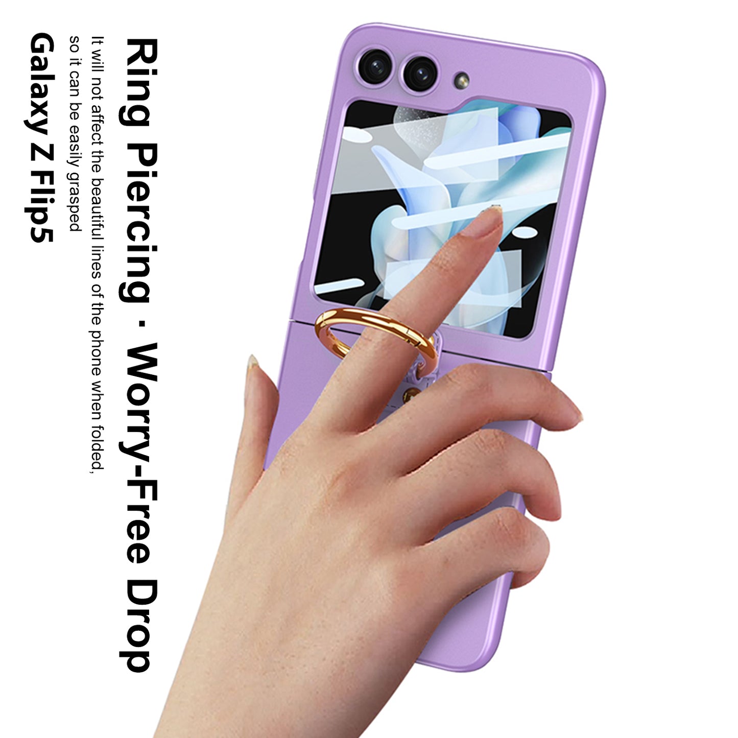 Premium Matte Ring Holder Phone Case With Back Screen Protector For Samsung Galaxy Z Flip5 Flip4 Flip3 - mycasety2023 Mycasety