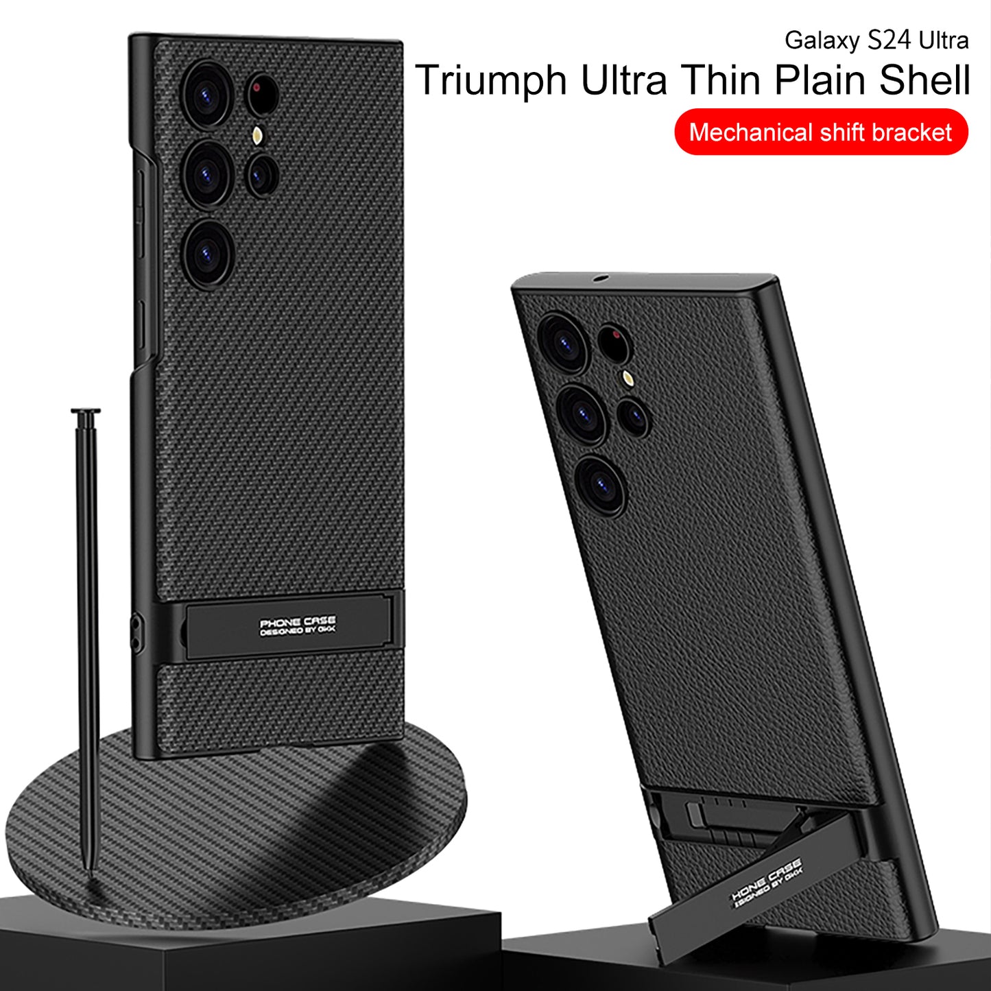 Luxury Leather Invisible Bracket Phone Case For Samsung Galaxy S24 S23 Ultra Plus - Mycasety Mycasety