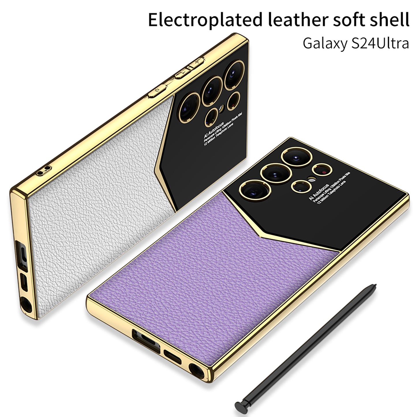 Electroplated Leather Phone Case For Samsung Galaxy S24 S23 Ultra Plus - Mycasety Mycasety