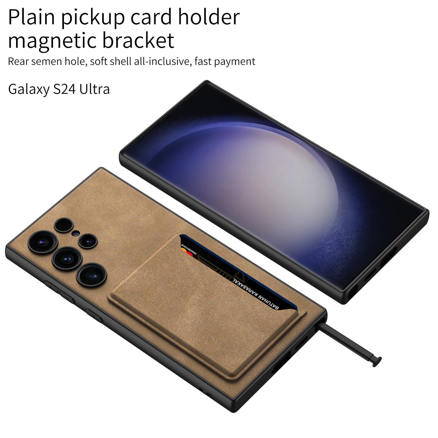 Frosted Leather Phone Case With Card Holder For Samsung Galaxy S24 Ultra Plus - Mycasety Mycasety