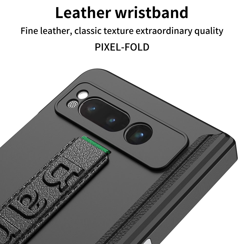 Magnetic Folding All-inclusive Leather Wristband Case With Tempered Film For Google Pixel Fold With Damped Folding Bracket - mycasety2023 Mycasety