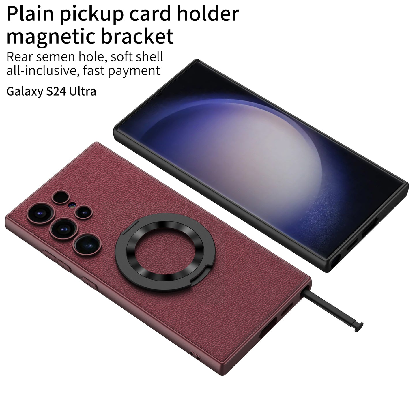 Luxury Leather Magnetic Bracket Protective Phone Case For Samsung Galaxy S24 Ultra Plus - Mycasety Mycasety