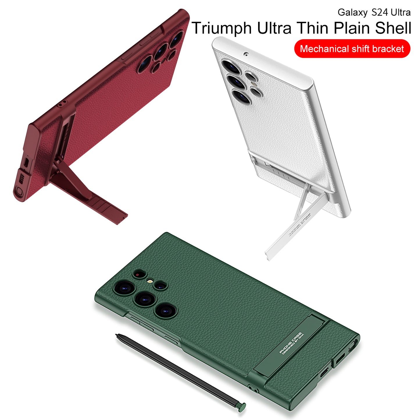 Luxury Leather Invisible Bracket Phone Case For Samsung Galaxy S24 S23 Ultra Plus - Mycasety Mycasety