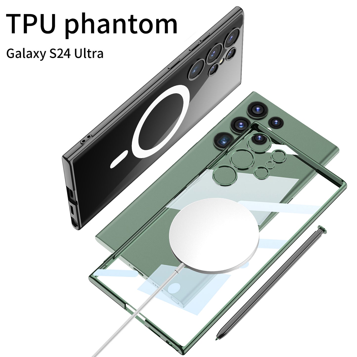 Magnetic Magsafe Clear Soft Case for Galaxy S24 S23 Ultra Plus