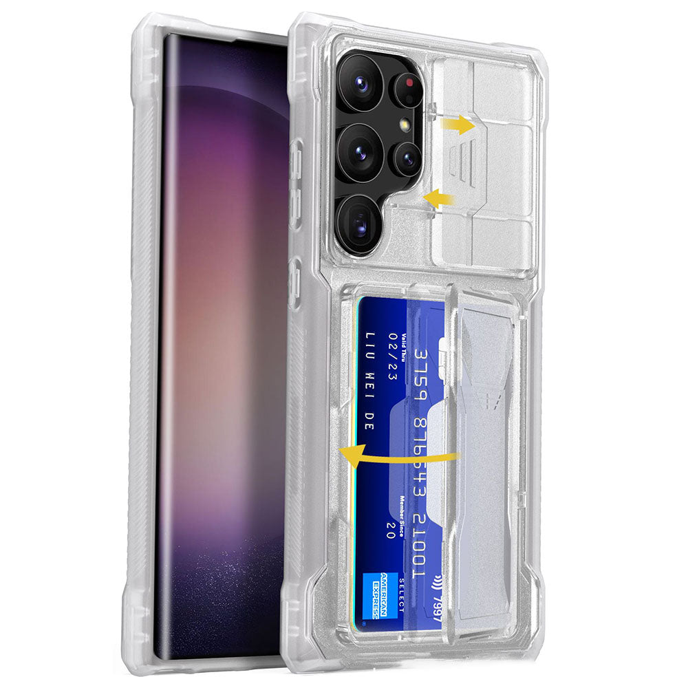 Galaxy Mecha All-inclusive Protection Phone Case With Camera Cover And Wallet Card Holder