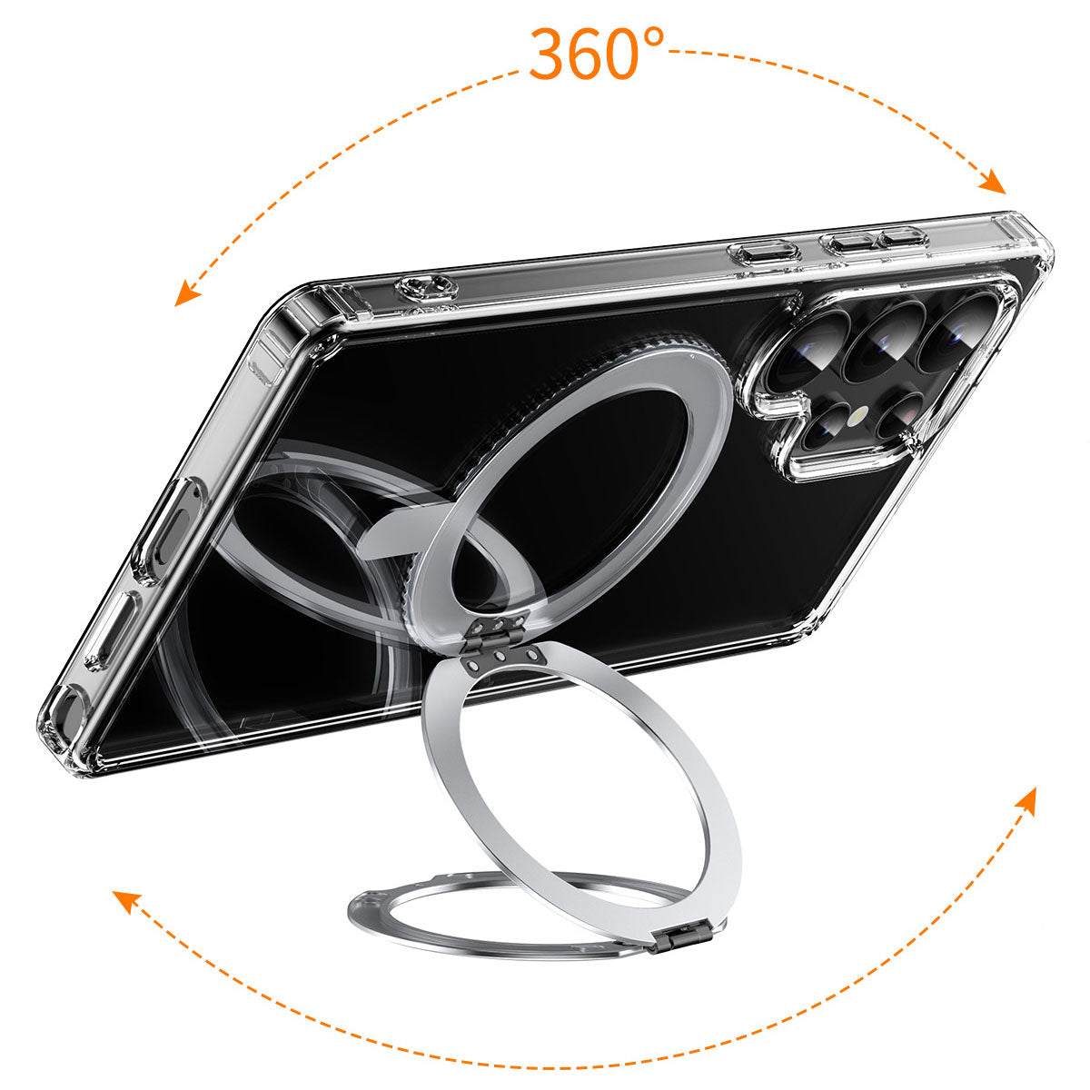 Magnetic Rotating Bracket Clear Phone Case For Galaxy