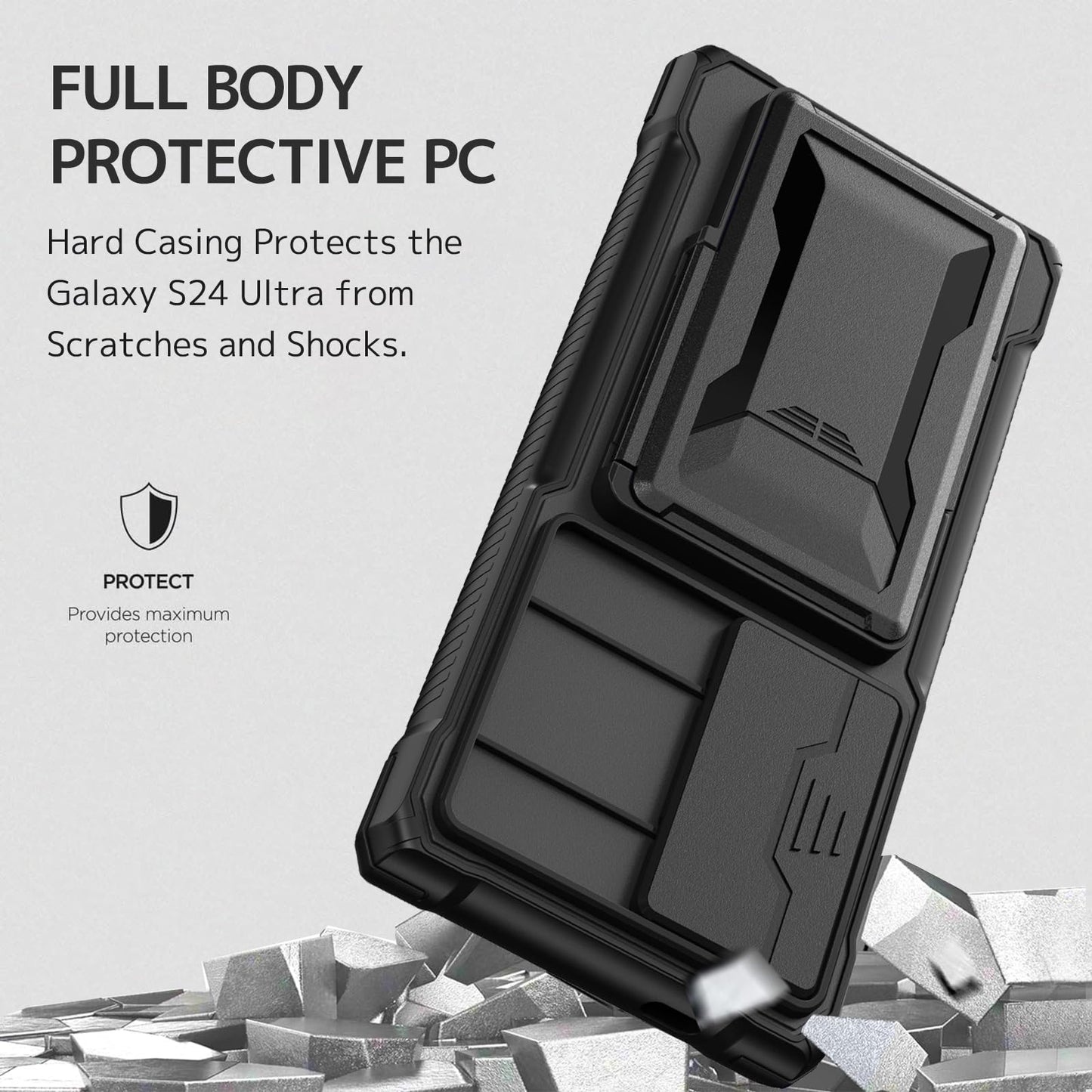 Galaxy Mecha All-inclusive Protection Phone Case With Camera Cover And Wallet Card Holder