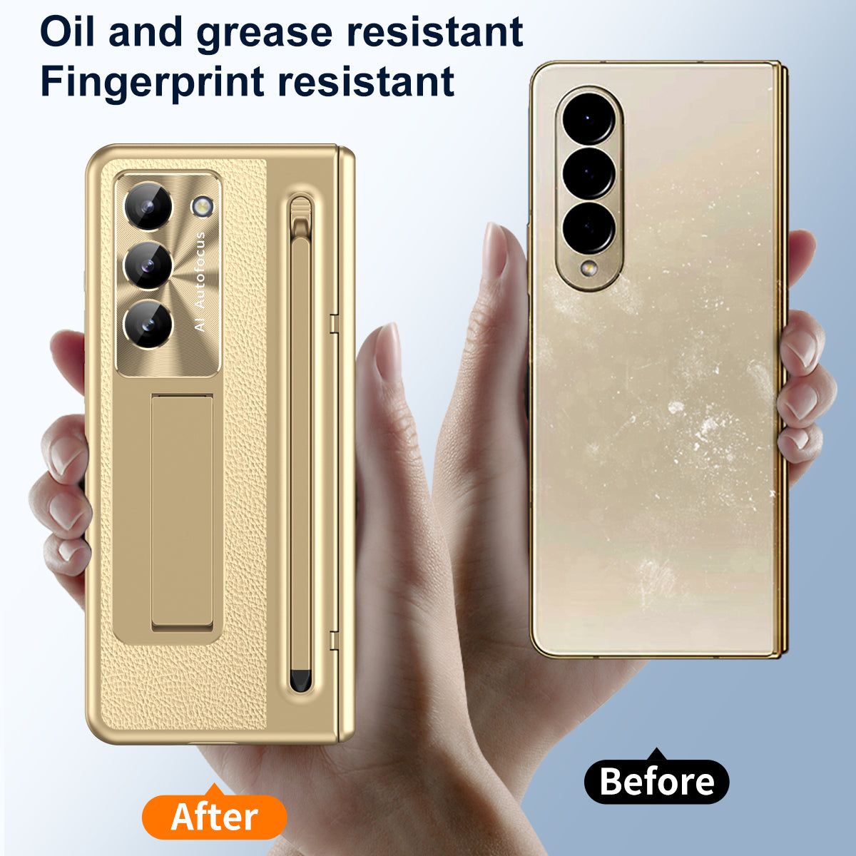 Leather Golden Electroplated Phone Case With Back Screen Glass and Stylus For Galaxy Z Fold 6/5/4