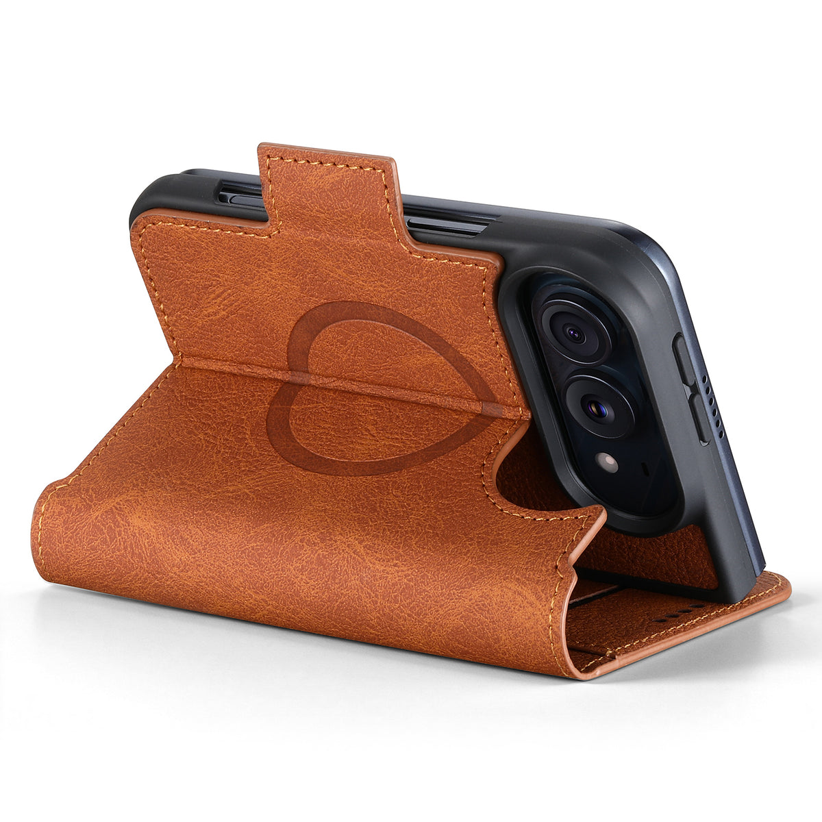 iPhone Duo | Textured Leather Wallet Case with Stand & Wireless Charging