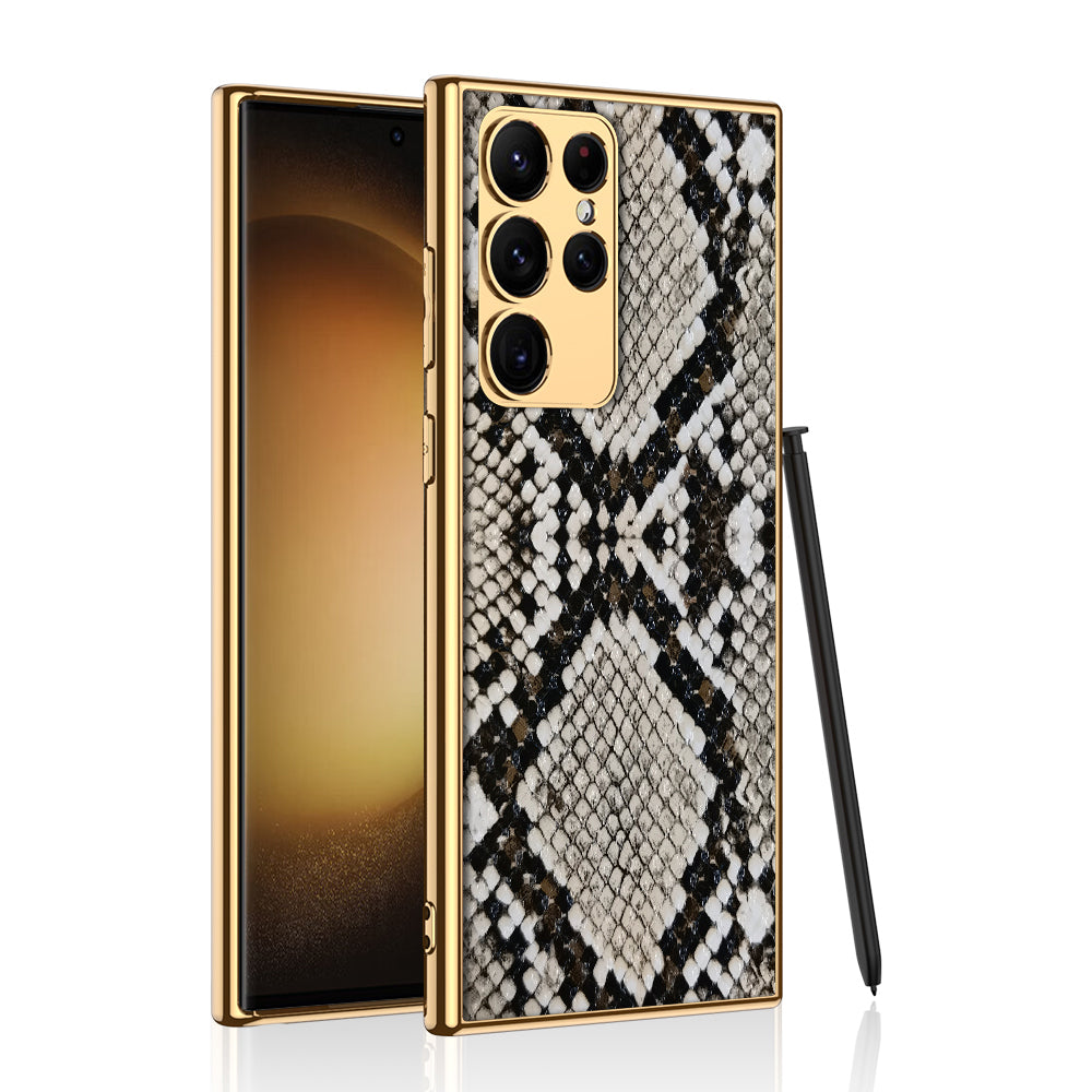 Luxury Leather Electroplated Protective Phone Case For Galaxy S24 S23 Ultra Plus