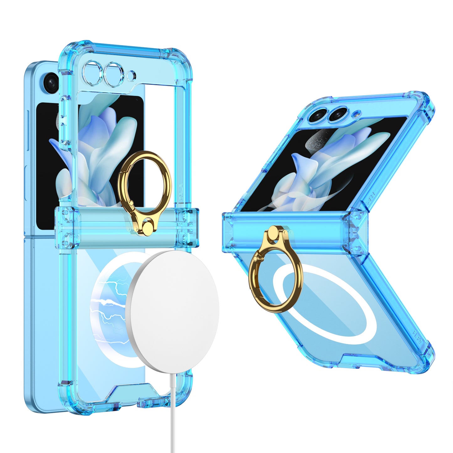 Magnetic MagSafe Airbag Ring Hinge Phone Case For Galaxy Z Flip5 Flip4 Flip3