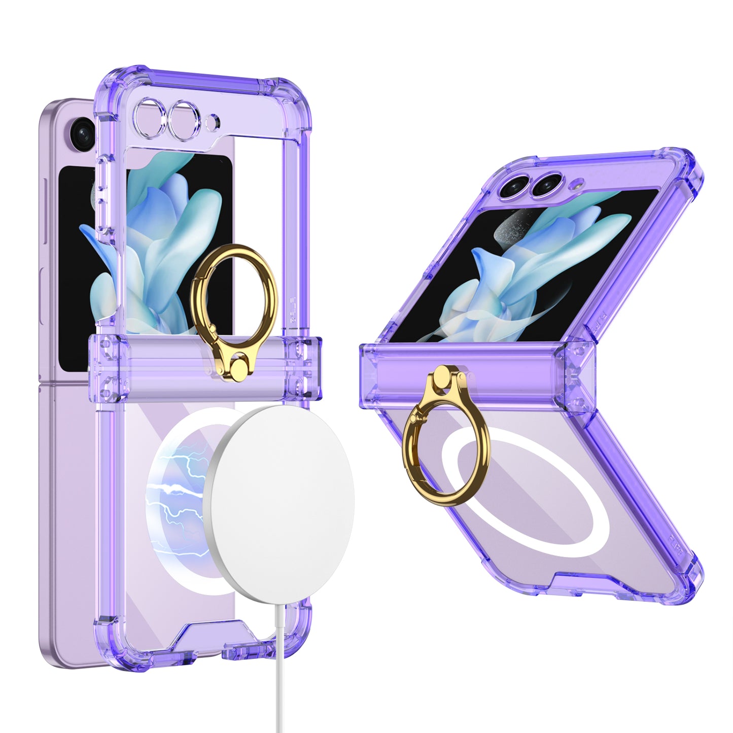 Magnetic MagSafe Airbag Ring Hinge Phone Case For Galaxy Z Flip5 Flip4 Flip3