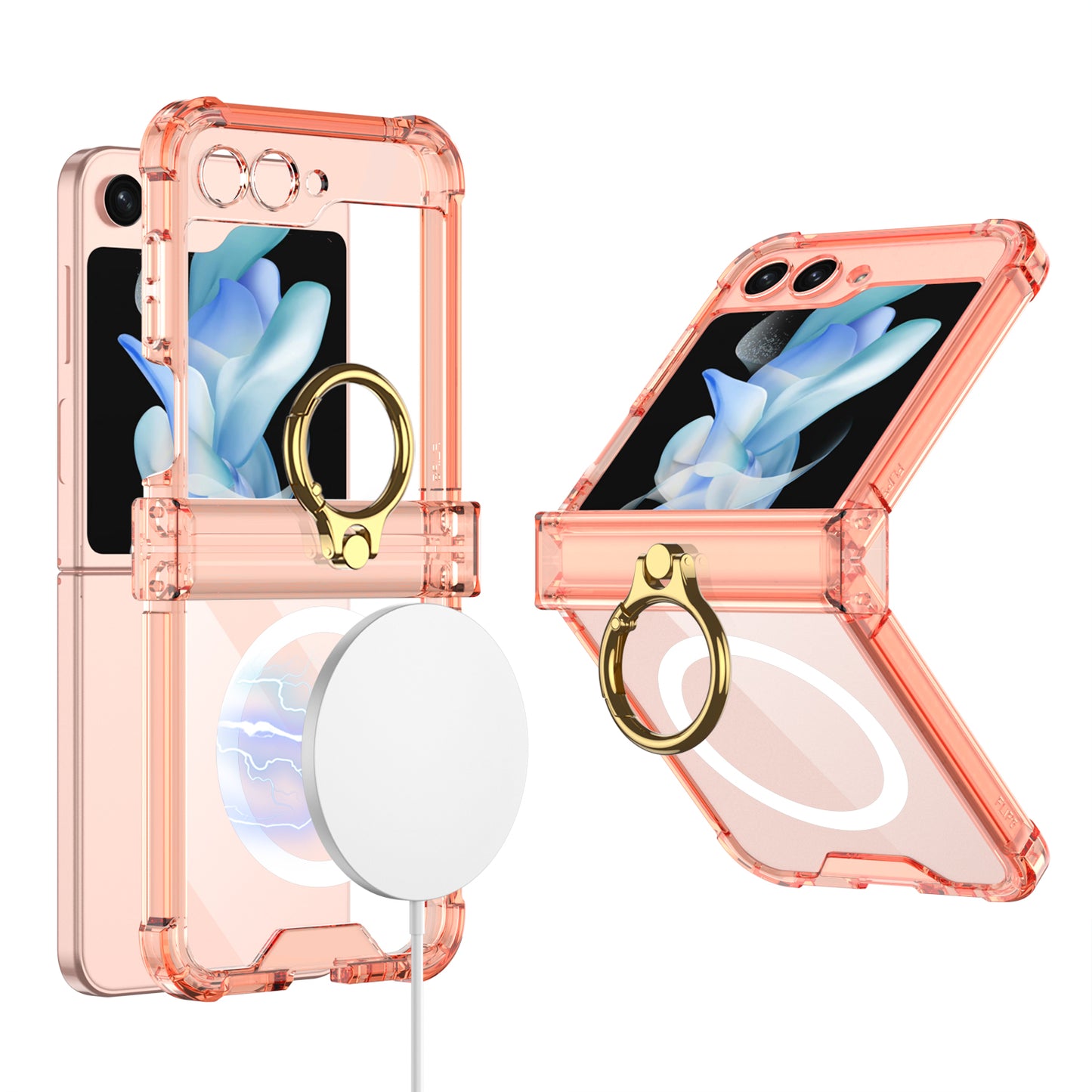 Magnetic MagSafe Airbag Ring Hinge Phone Case For Galaxy Z Flip5 Flip4 Flip3