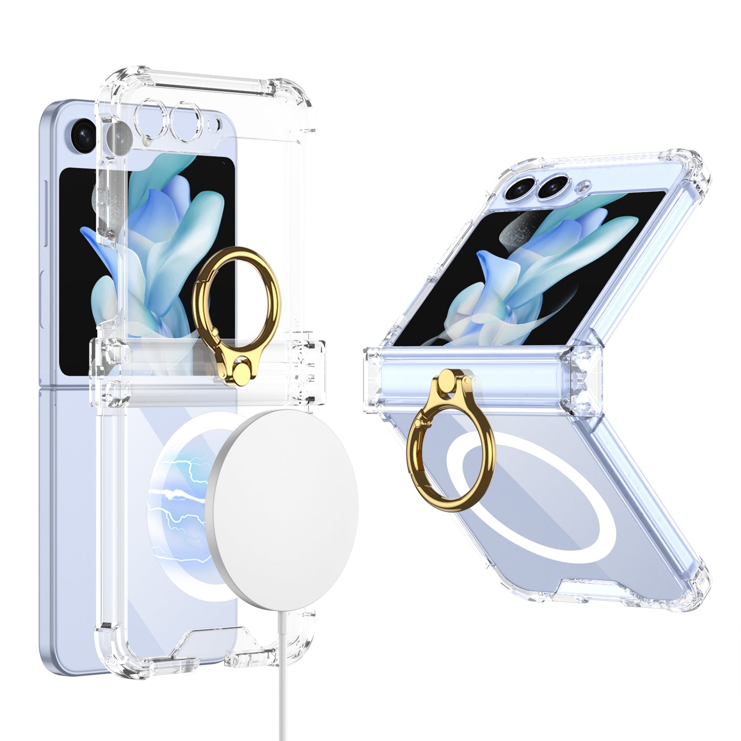 Magnetic MagSafe Airbag Ring Hinge Phone Case For Galaxy Z Flip5 Flip4 Flip3