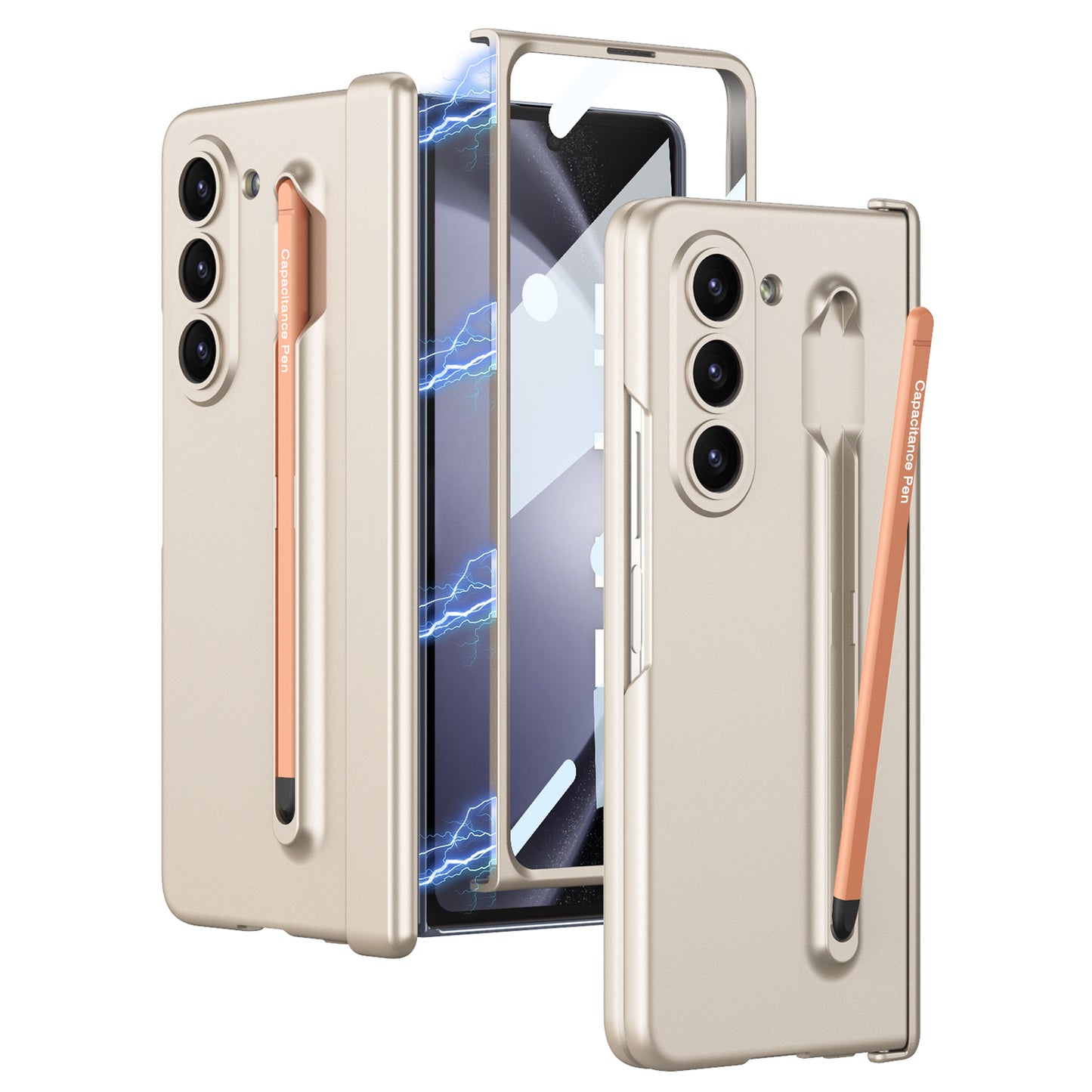 Magnetic Hinge Anti-fall Protective Phone Case With Pen Tray Shell and Film For Samsung Galaxy Z Fold5 - mycasety2023 Mycasety