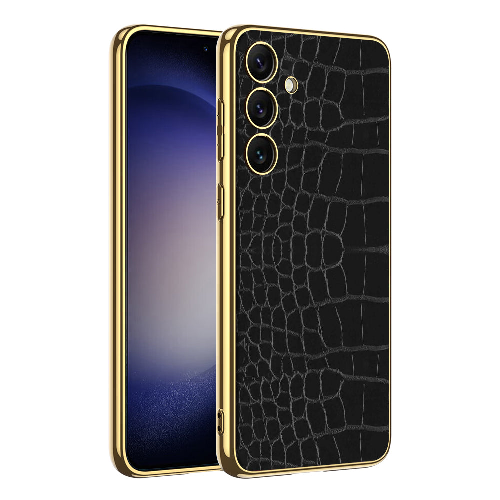 Luxury Leather Electroplated Protective Phone Case For Galaxy S24 S23 Ultra Plus