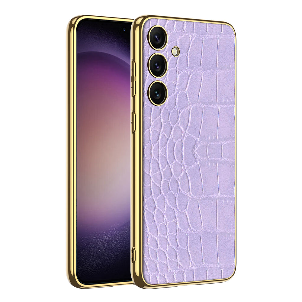 Luxury Leather Electroplated Protective Phone Case For Galaxy S24 S23 Ultra Plus