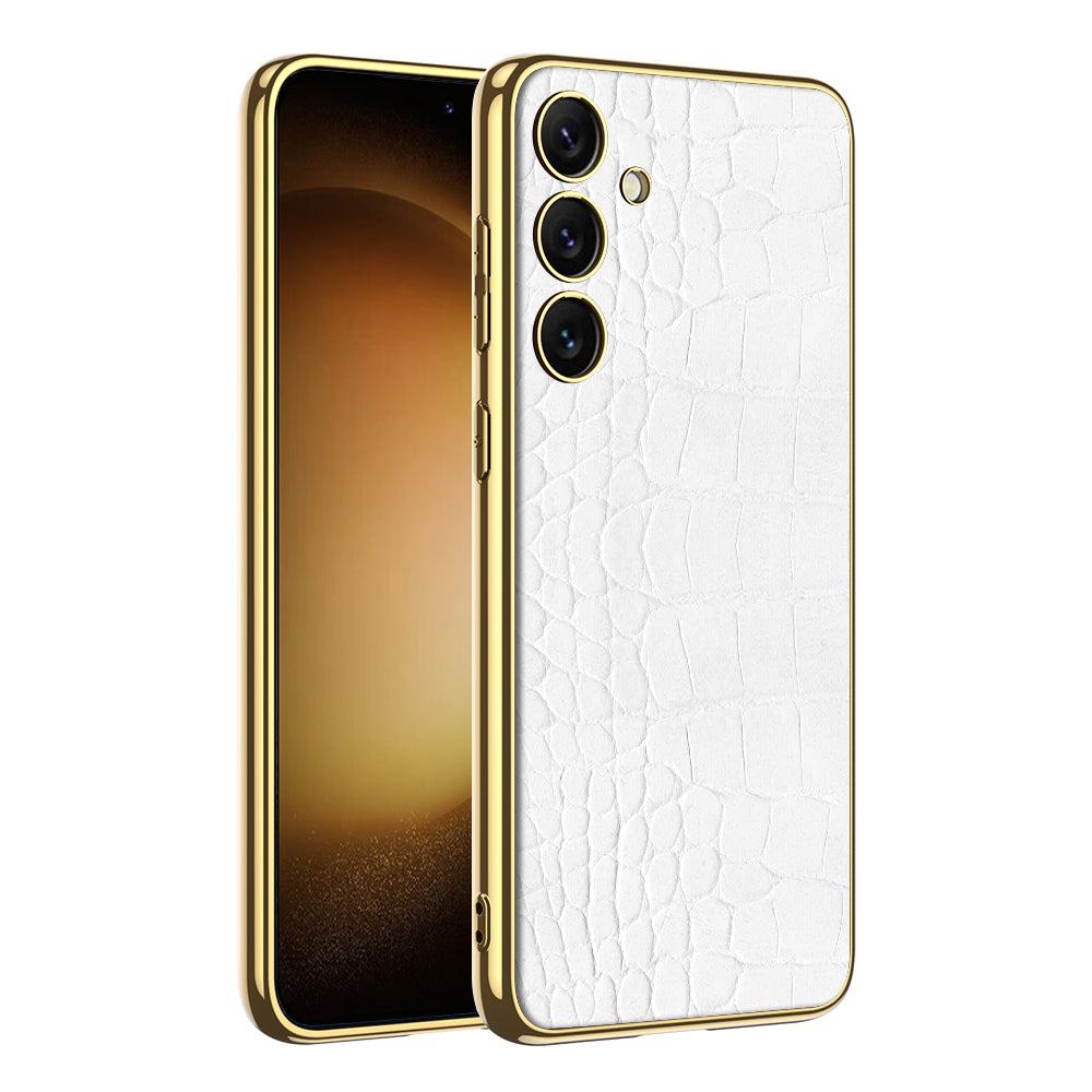 Luxury Leather Electroplated Protective Phone Case For Galaxy S24 S23 Ultra Plus