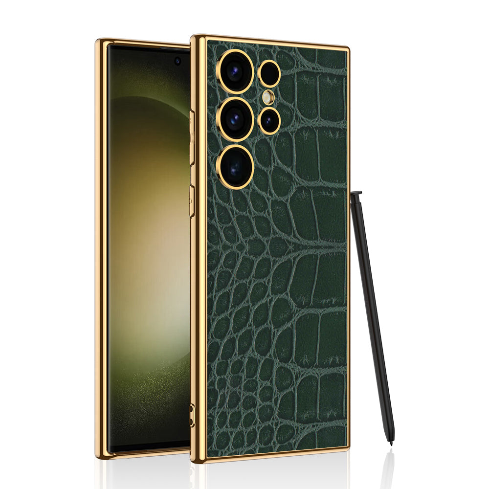 Luxury Leather Electroplated Protective Phone Case For Samsung Galaxy S24 S23 Ultra Plus - Mycasety Mycasety