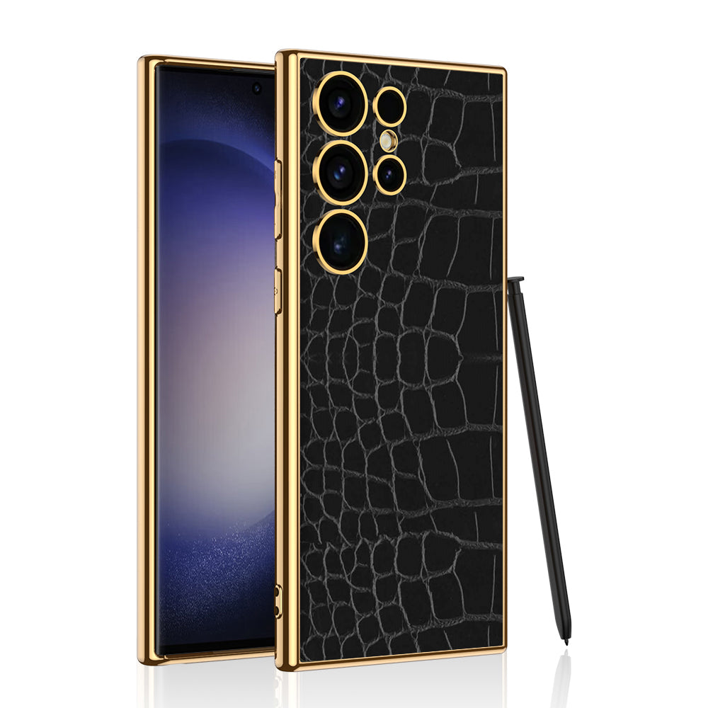 Luxury Leather Electroplated Protective Phone Case For Samsung Galaxy S24 S23 Ultra Plus - Mycasety Mycasety