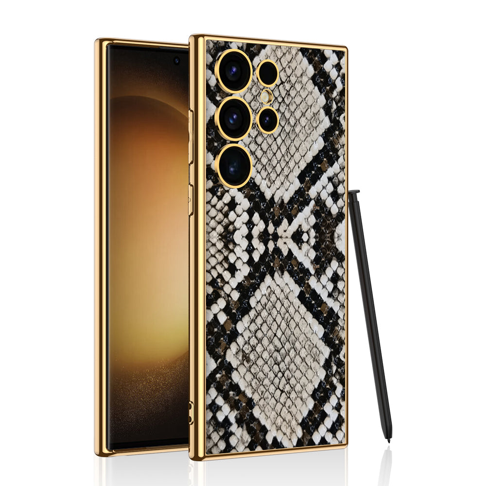 Luxury Leather Electroplated Protective Phone Case For Samsung Galaxy S24 S23 Ultra Plus - Mycasety Mycasety