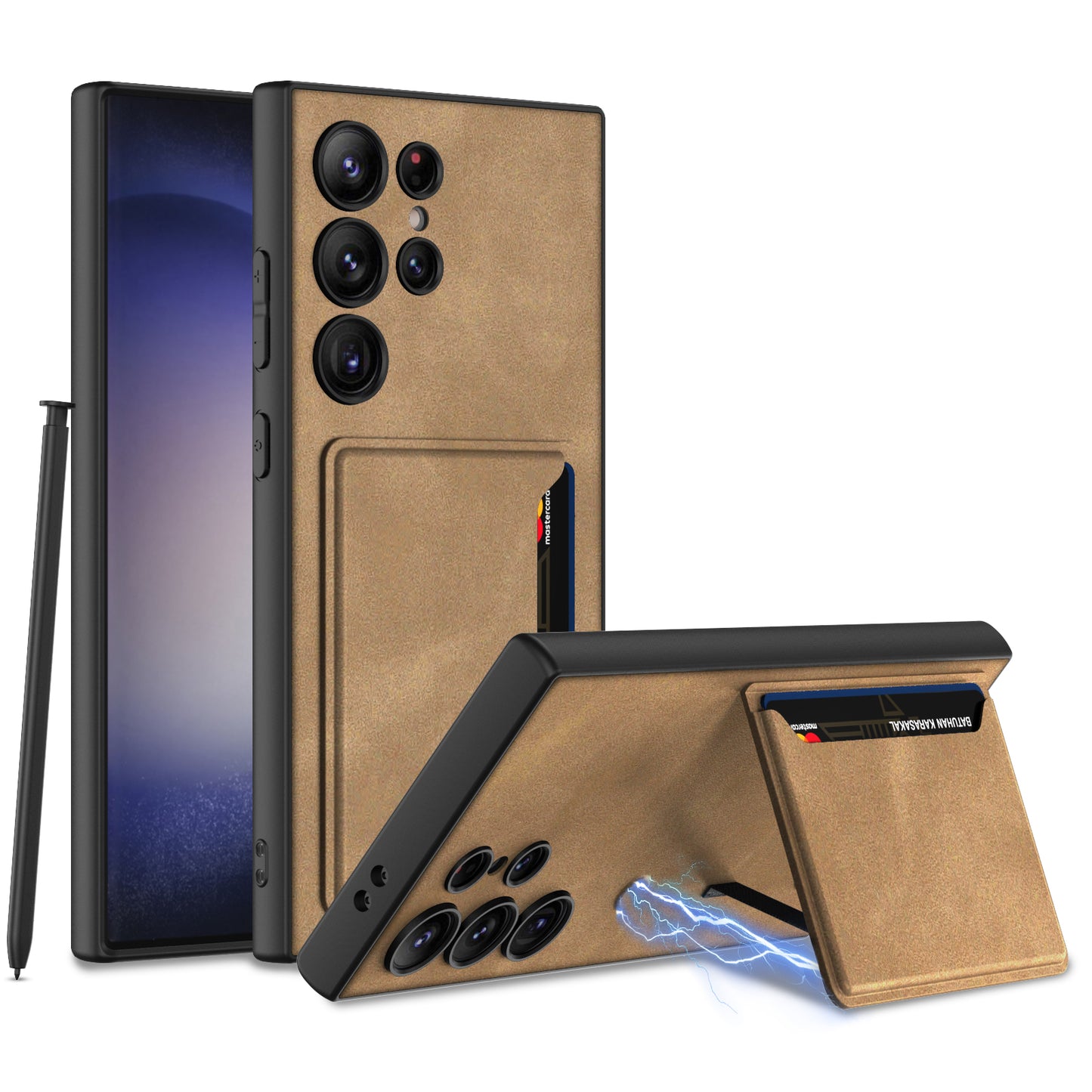 Frosted Leather Phone Case With Card Holder For Samsung Galaxy S24 Ultra Plus - Mycasety Mycasety