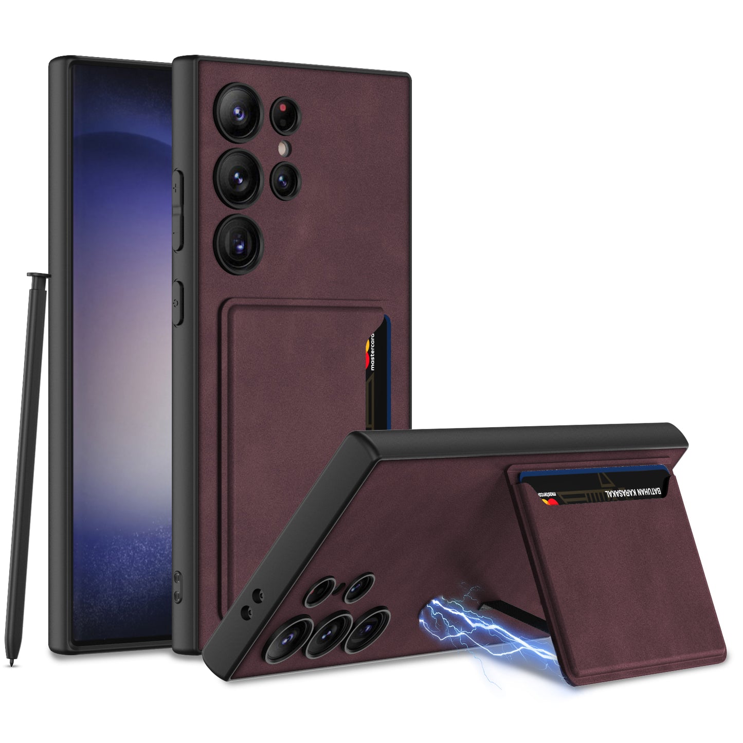 Frosted Leather Phone Case With Card Holder For Samsung Galaxy S24 Ultra Plus - Mycasety Mycasety