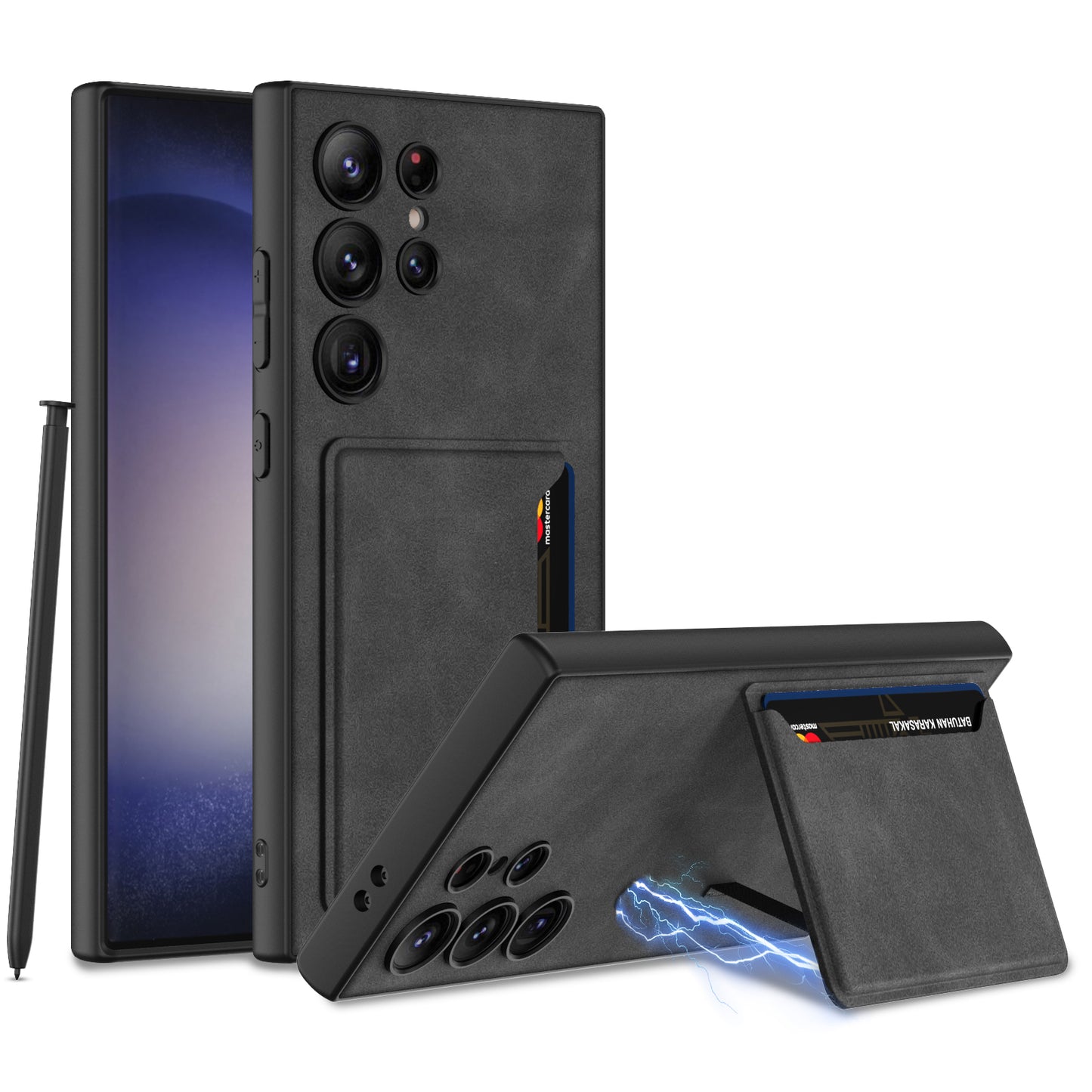 Frosted Leather Phone Case With Card Holder For Samsung Galaxy S24 Ultra Plus - Mycasety Mycasety