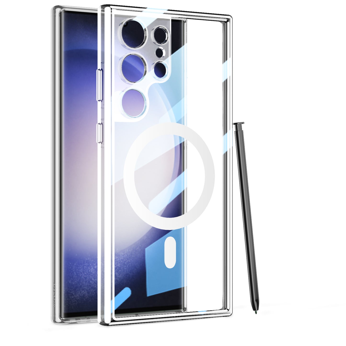 Magnetic Coil Protective Transparent Phone Case For Galaxy S24 S23 Ultra Plus