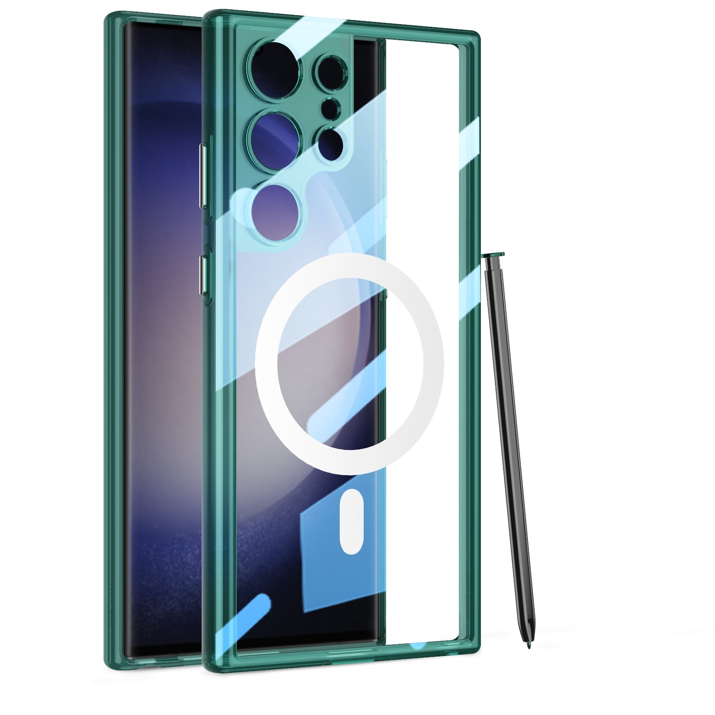 Magnetic Coil Protective Transparent Phone Case For Galaxy S24 S23 Ultra Plus