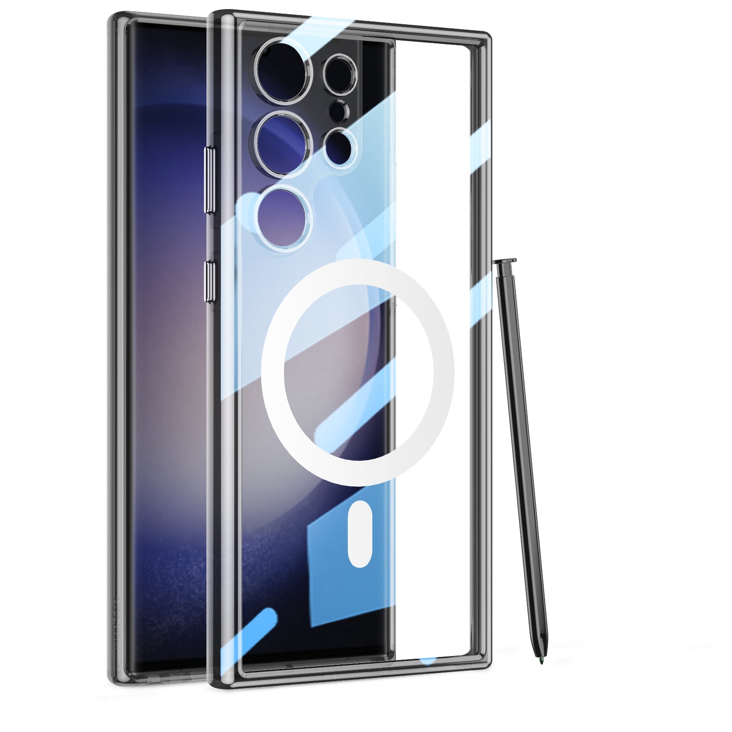 Magnetic Coil Protective Transparent Phone Case For Galaxy S24 S23 Ultra Plus