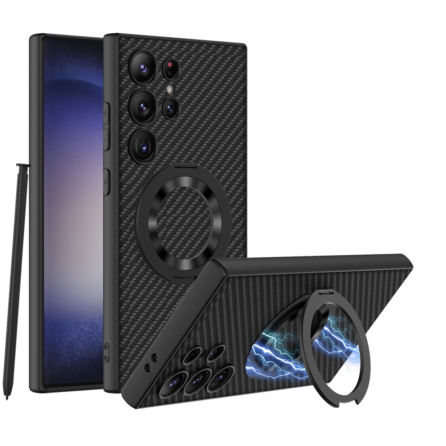 Luxury Leather Magnetic Bracket Protective Phone Case For Samsung Galaxy S24 Ultra Plus - Mycasety Mycasety
