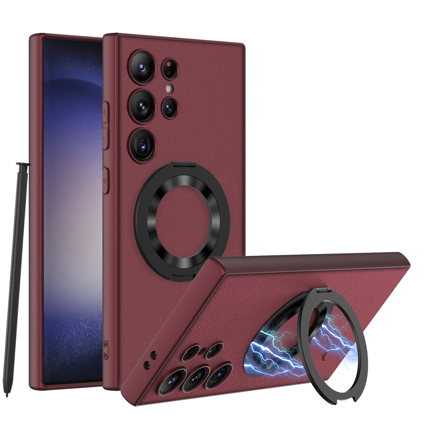 Luxury Leather Magnetic Bracket Protective Phone Case For Samsung Galaxy S24 Ultra Plus - Mycasety Mycasety