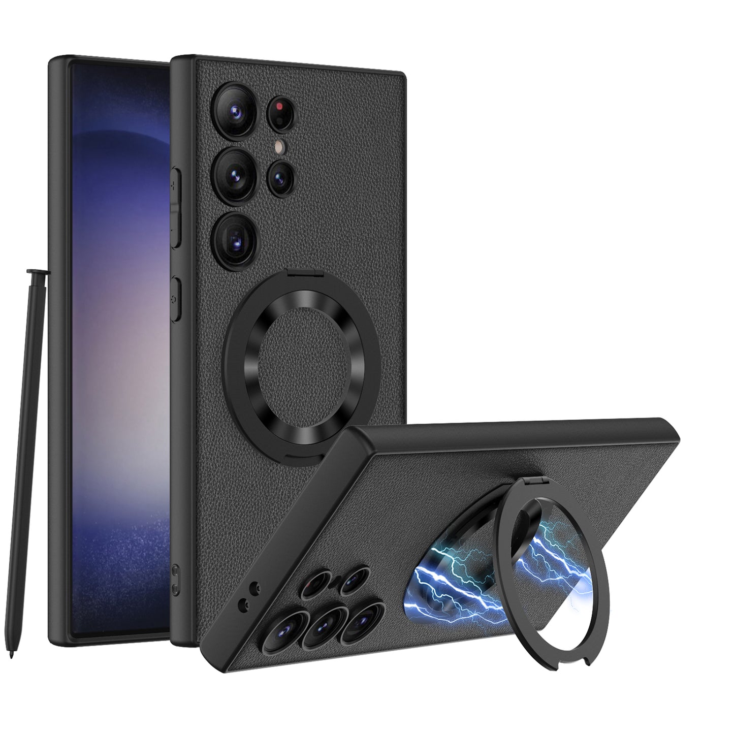 Luxury Leather Magnetic Bracket Protective Phone Case For Samsung Galaxy S24 Ultra Plus - Mycasety Mycasety