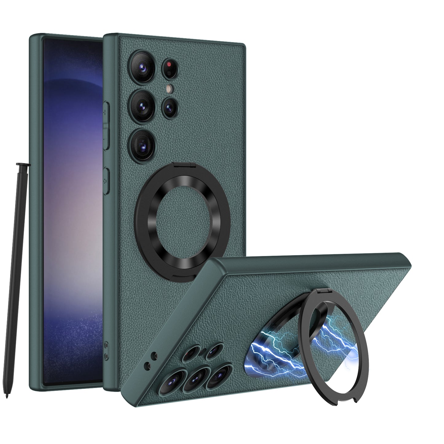 Luxury Leather Magnetic Bracket Protective Phone Case For Samsung Galaxy S24 Ultra Plus - Mycasety Mycasety