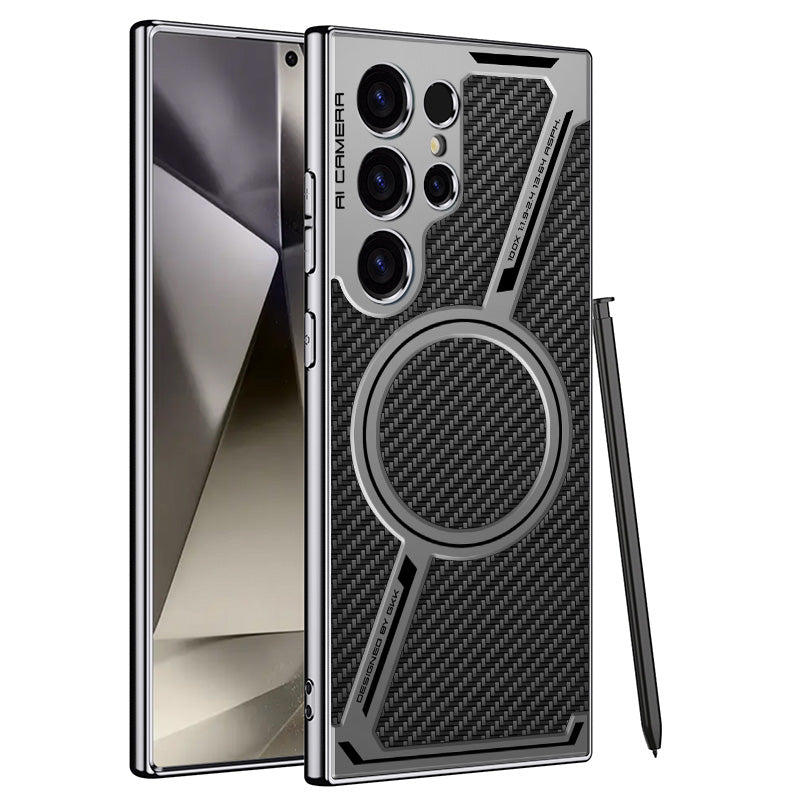 Electroplating Leather Shockproof Phone Case For Galaxy S24 S23 Ultra