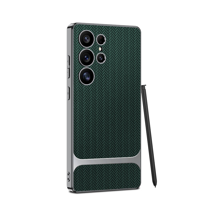 Electroplated Leather Shockproof Phone Case For Galaxy S25 S24 S23 Ultra Plus