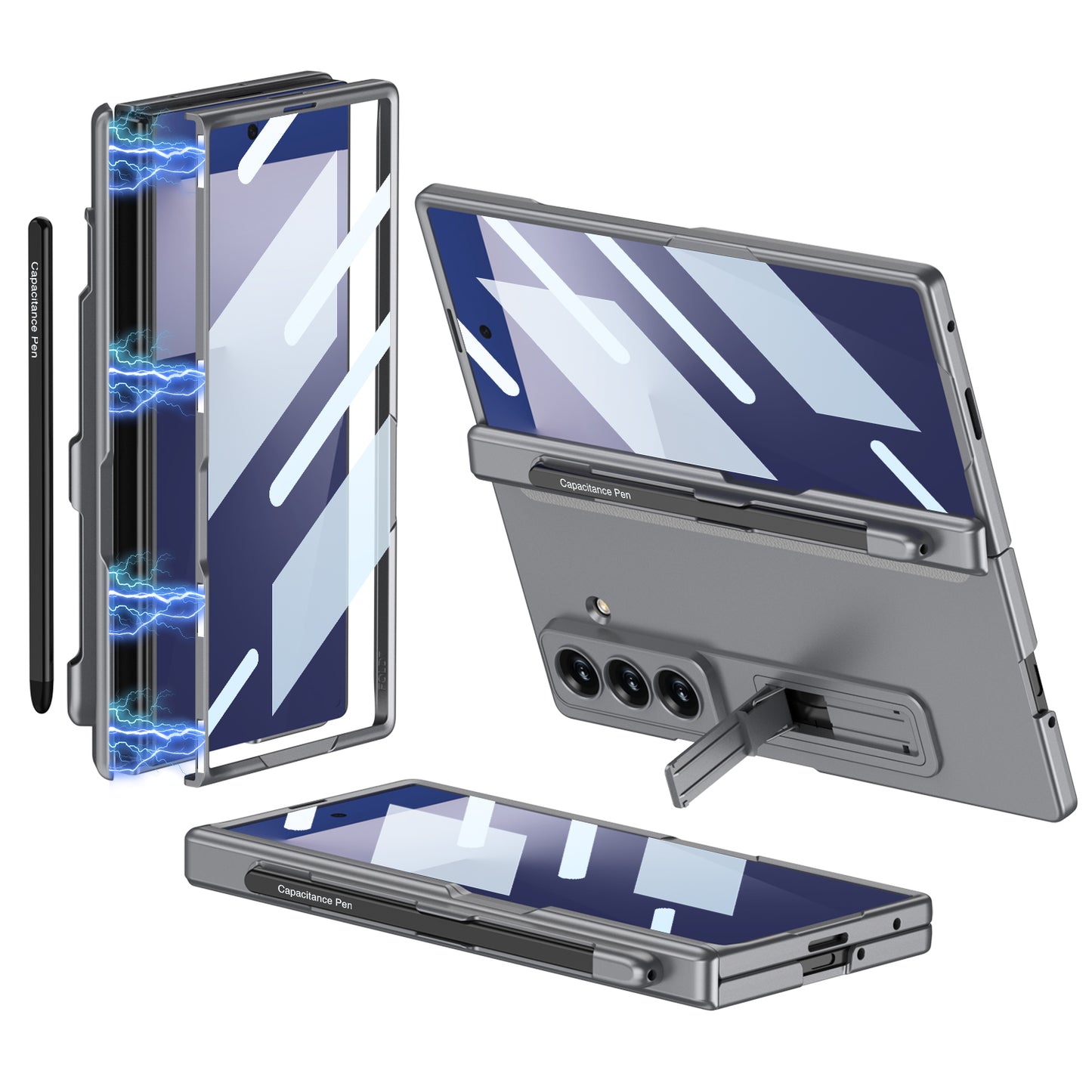 Magnetic Hinge Pen Slot Hidden Bracket All-included Case With Back Screen Protector For Galaxy Z Fold 7/6/5/4/3