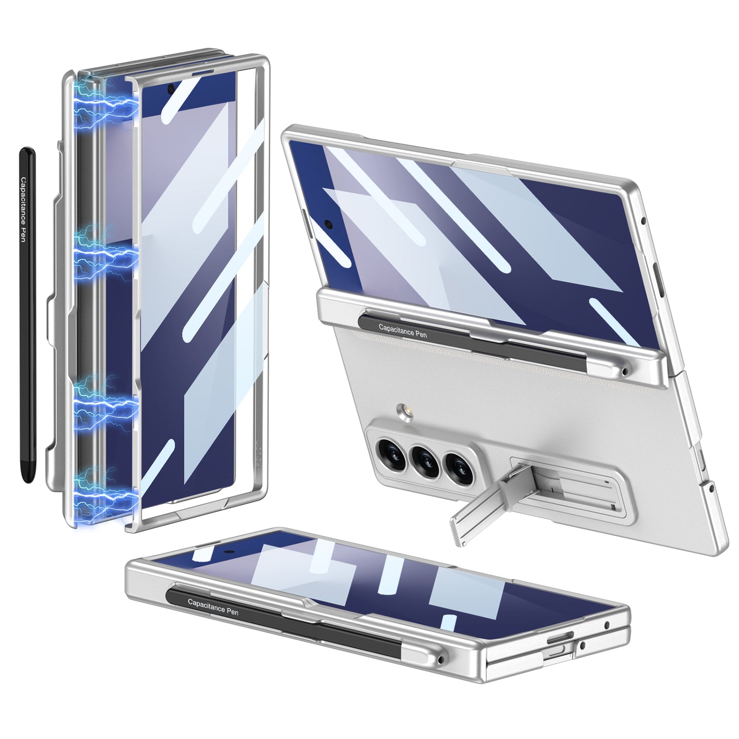 Magnetic Hinge Pen Slot Hidden Bracket All-included Case With Back Screen Protector For Galaxy Z Fold 7/6/5/4/3