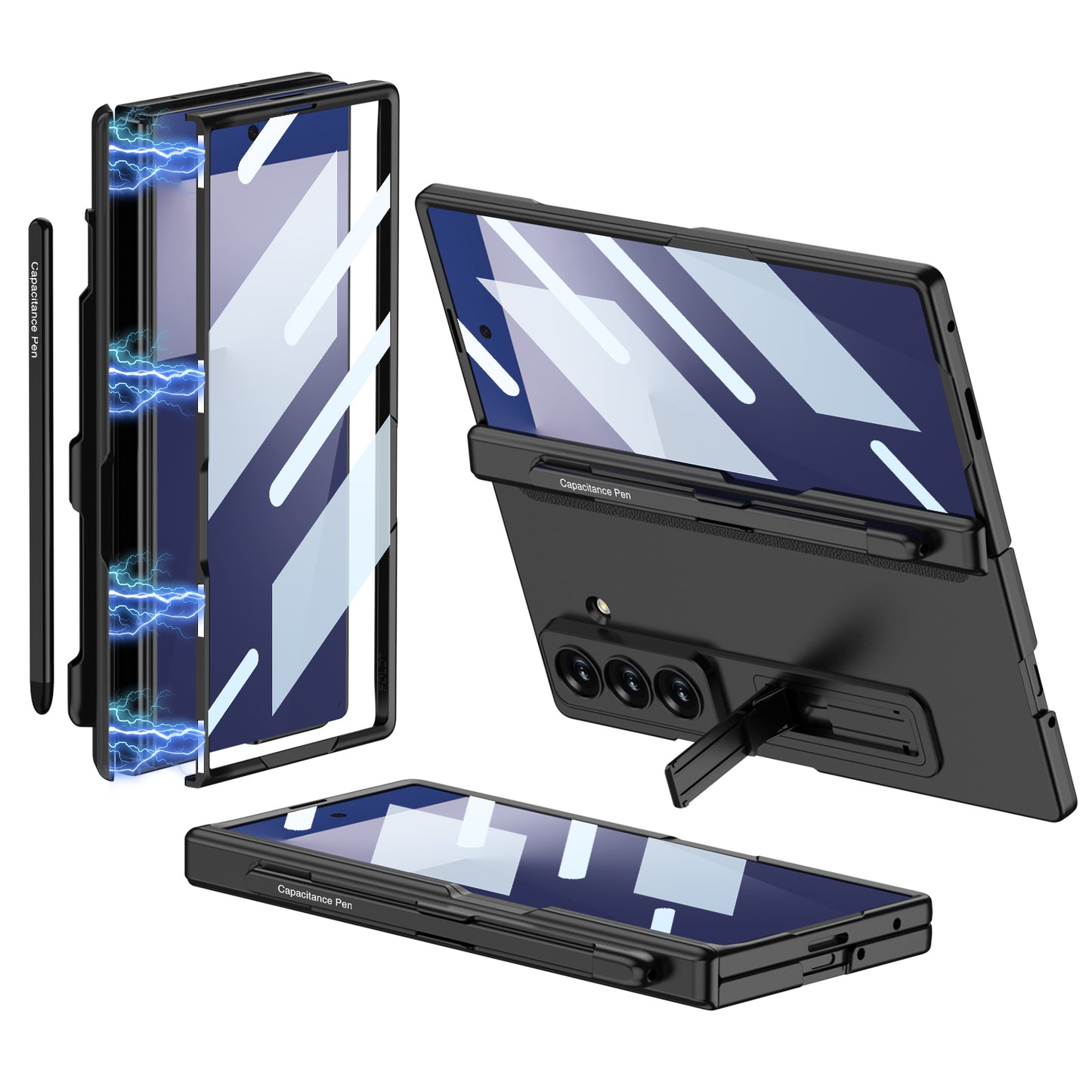 Magnetic Hinge Pen Slot Hidden Bracket All-included Case With Back Screen Protector For Galaxy Z Fold 7/6/5/4/3