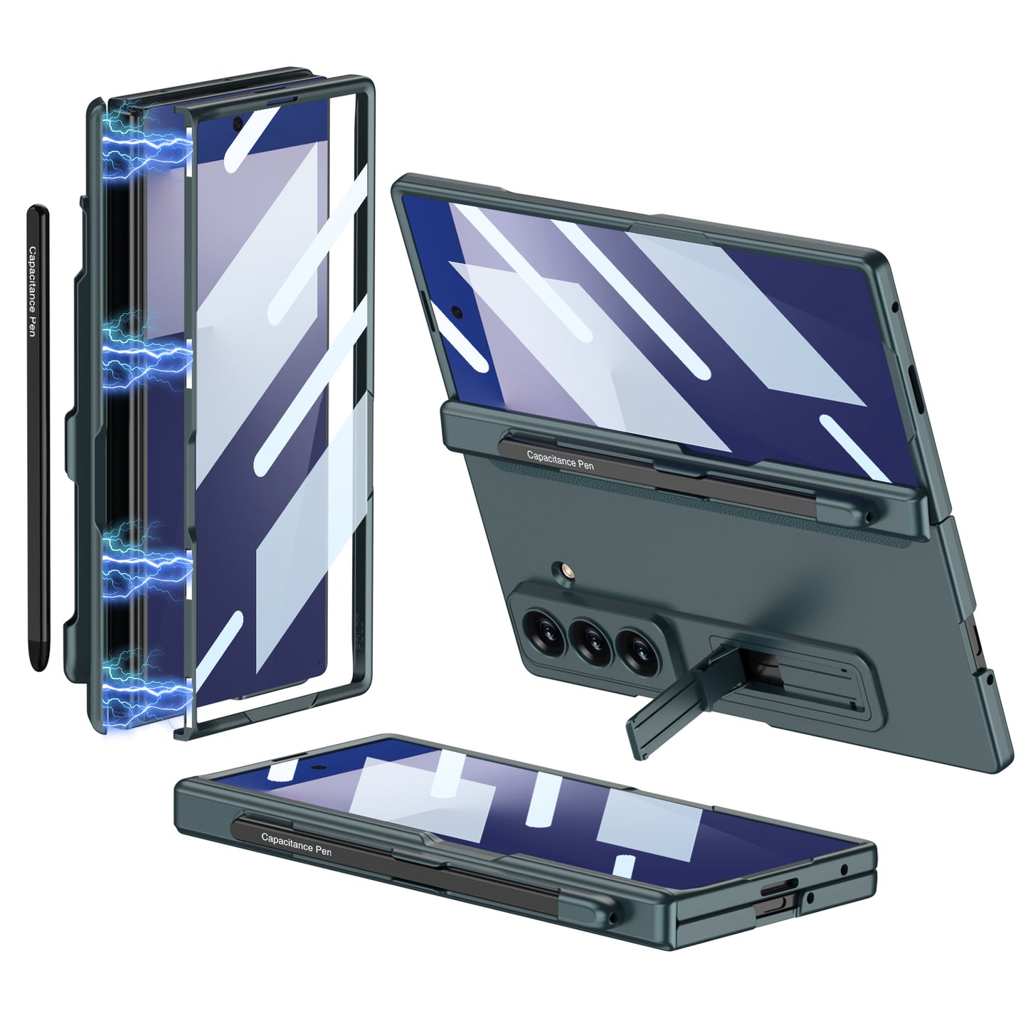 Magnetic Hinge Pen Slot Hidden Bracket All-included Case With Back Screen Protector For Galaxy Z Fold 7/6/5/4/3