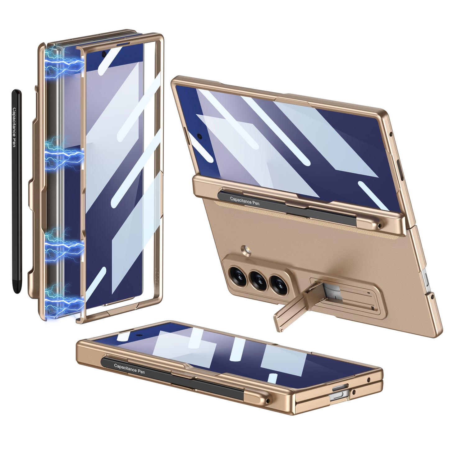 Magnetic Hinge Pen Slot Hidden Bracket All-included Case With Back Screen Protector For Galaxy Z Fold 7/6/5/4/3