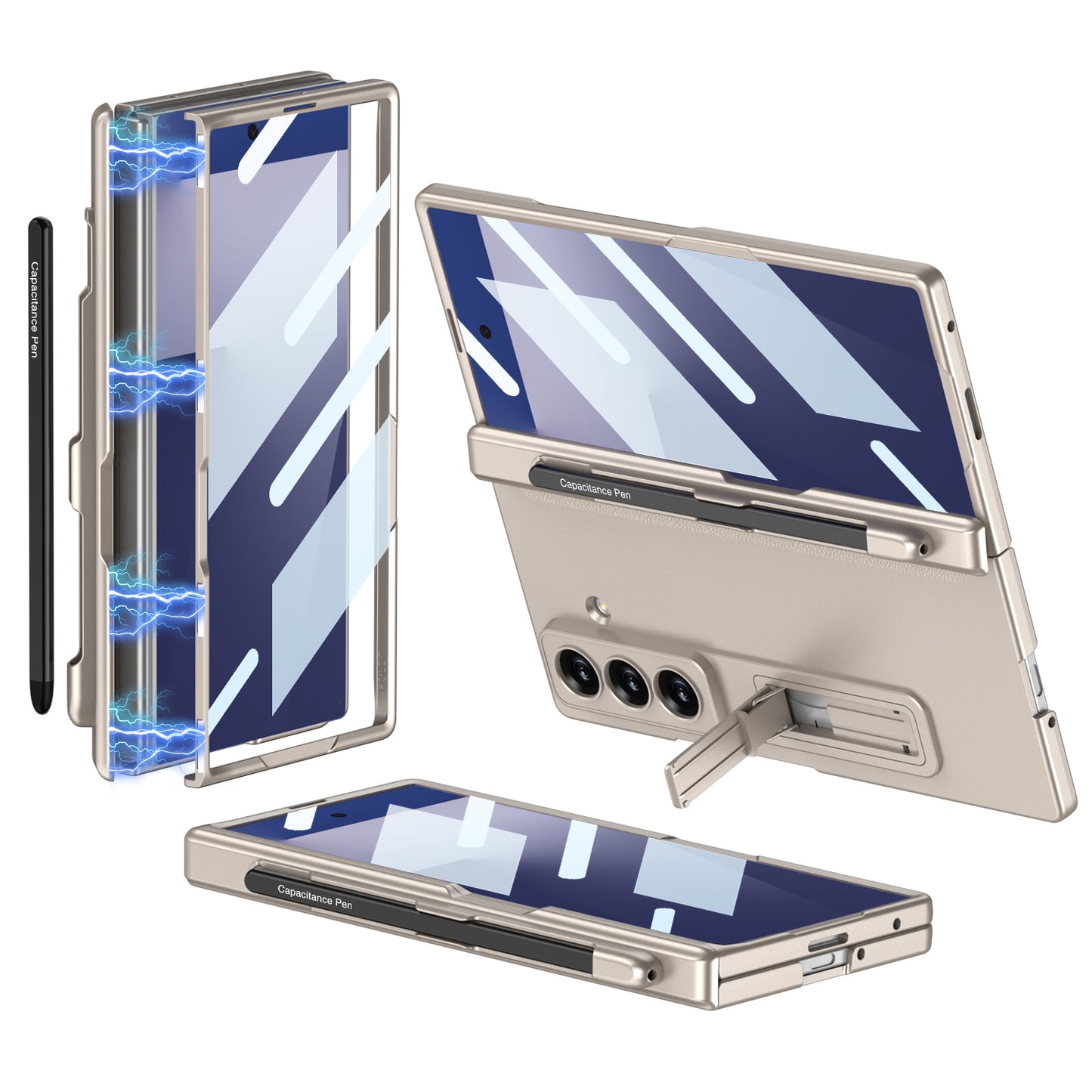 Magnetic Hinge Pen Slot Hidden Bracket All-included Case With Back Screen Protector For Galaxy Z Fold 7/6/5/4/3
