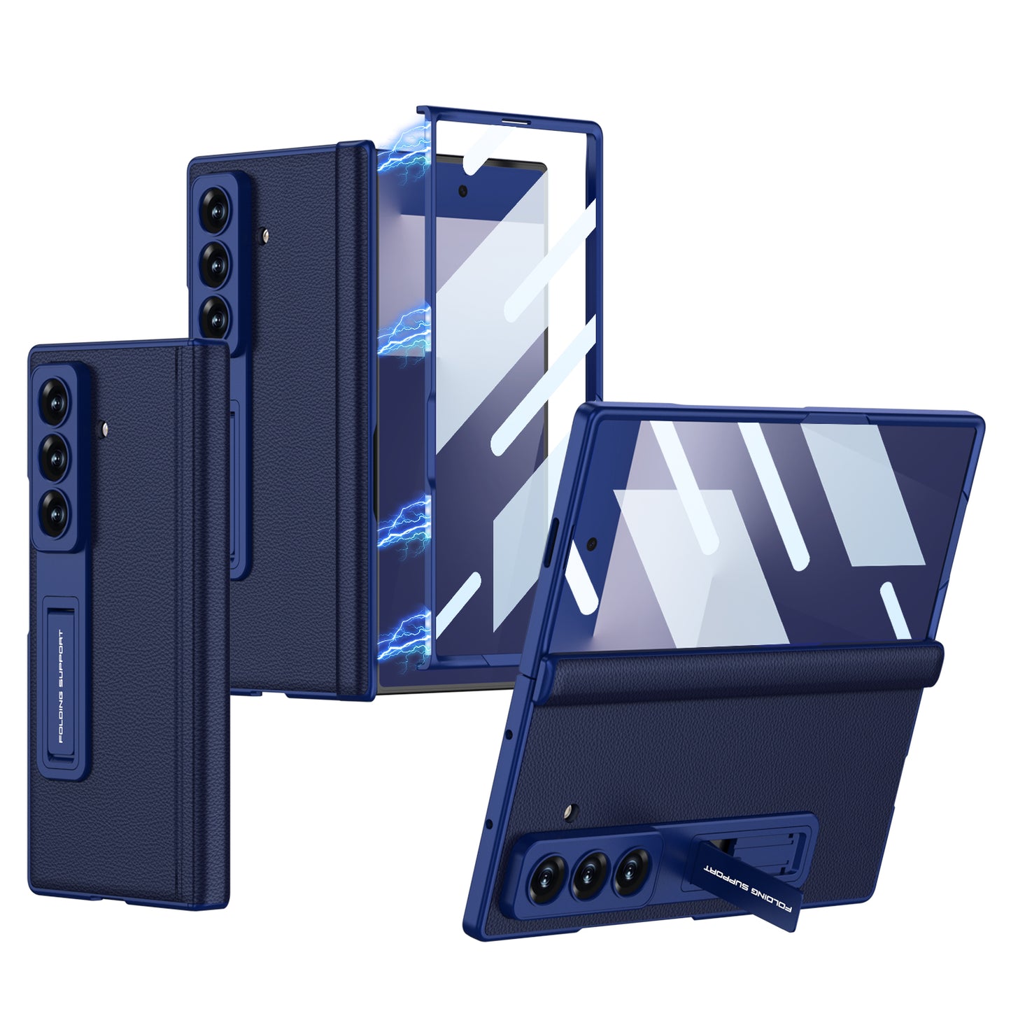 Magnetic Hinge Hidden Bracket All-included Leather Case With Back Screen Protector For Galaxy Z Fold 7