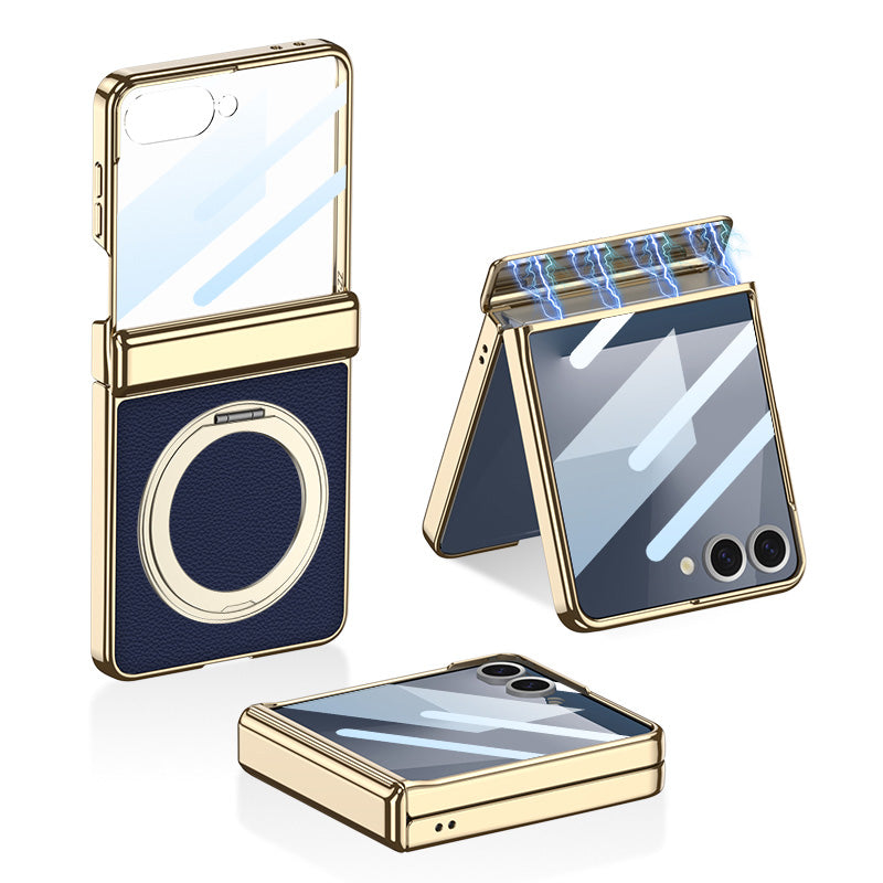 Magnetic All-included Leather Phone Case With Back Screen Protector For Galaxy Flip7