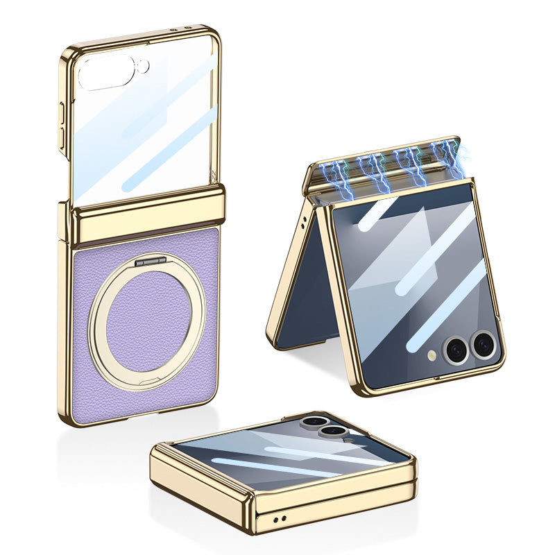 Magnetic All-included Leather Phone Case With Back Screen Protector For Galaxy Flip7