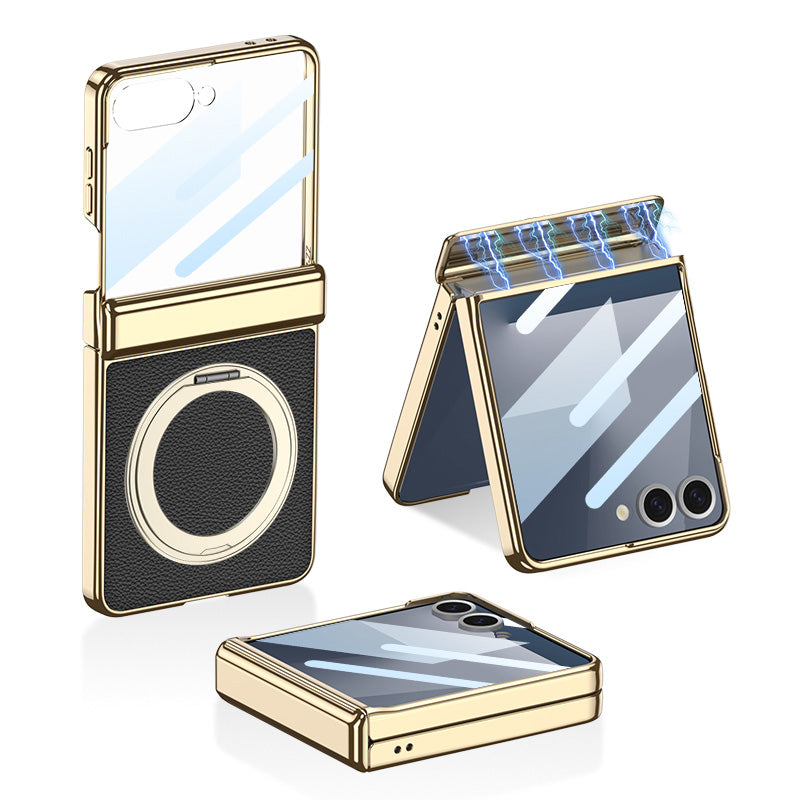 Magnetic All-included Leather Phone Case With Back Screen Protector For Galaxy Flip7