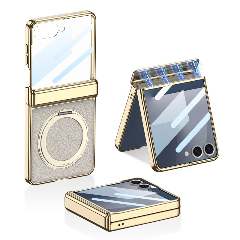 Magnetic All-included Leather Phone Case With Back Screen Protector For Galaxy Flip7